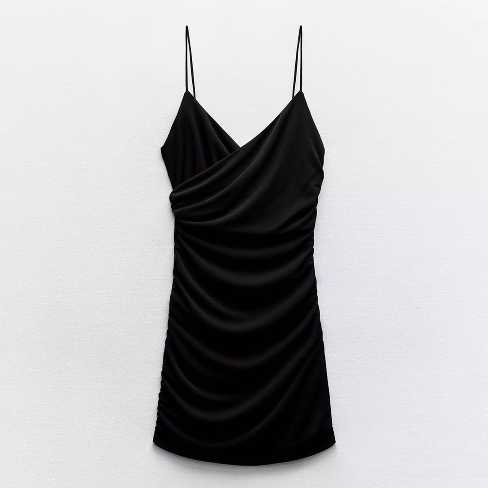 Short Black Draped Dress w/ Rouching